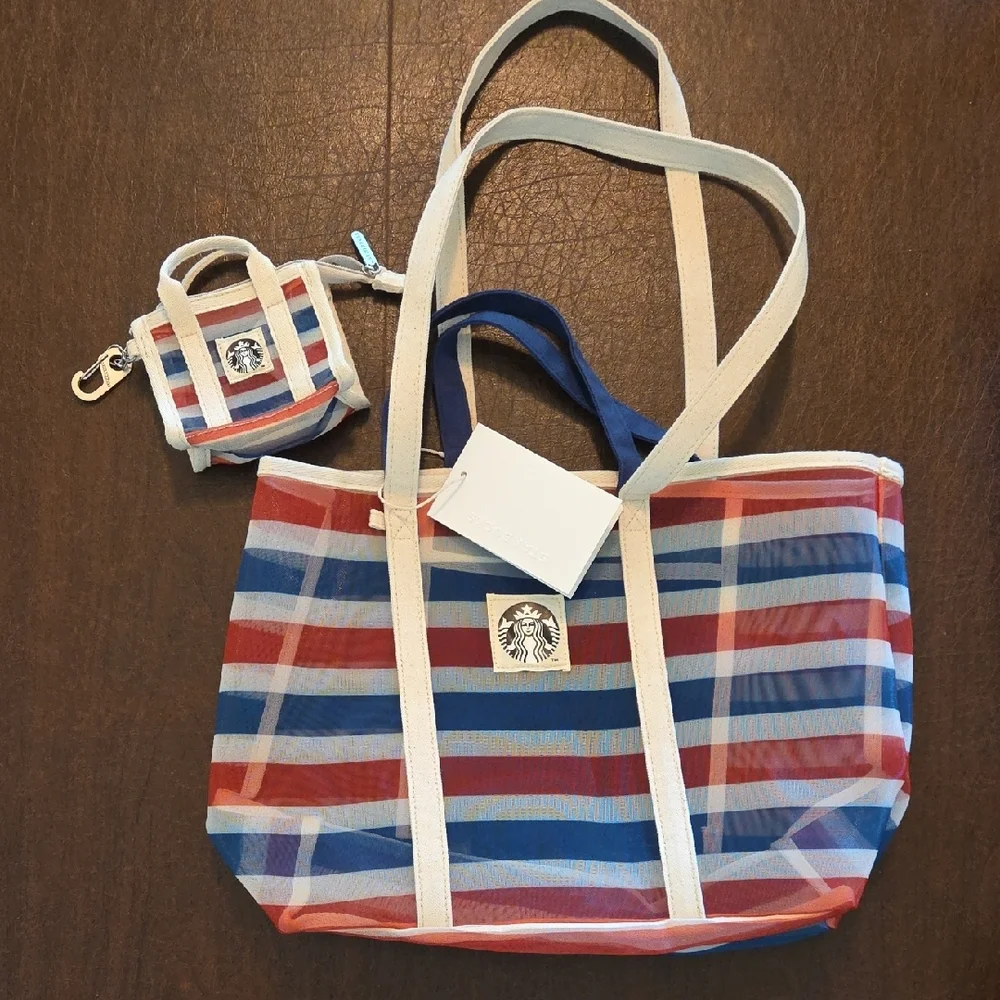 NWT - Starbucks RARE Mesh Tote + Mini Tote - Picture 1 of 13